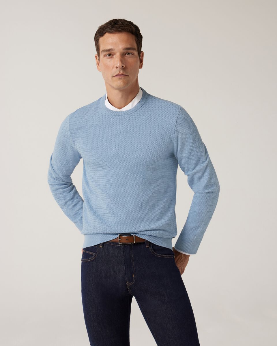 Classic Crew Neck Jumper, Light Blue, hi-res